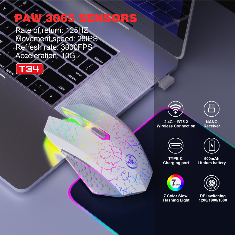 T34 dual-mode rechargeable wireless mouse